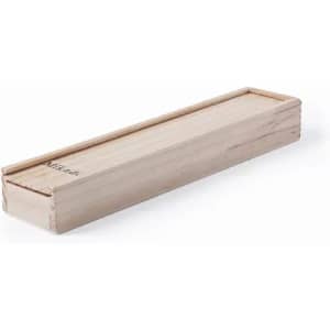 A wooden box with a simple design, featuring a slight engraving and a smooth finish.