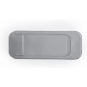 A grey drink bottle with a sleek design and a small logo on the side.