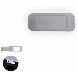 A drink bottle cap in grey with a clip feature and a simple logo.