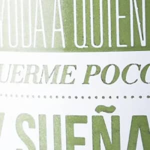 A drink bottle in green and white featuring a logo and stylised text design.