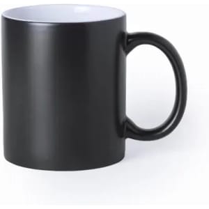 A drink bottle in black with a white interior, featuring a handle and a simple, sleek design.
