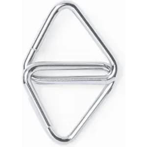 A silver metal triangular clip with an inner flat section, featuring a sleek, minimalist design.