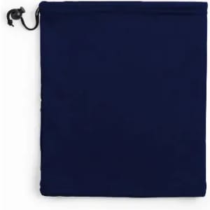A navy drawstring pouch featuring a cinch closure, suitable for storing various items.