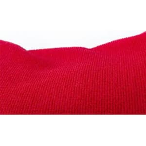A close-up of a red textured fabric, featuring fine ribbing details, with a soft appearance.