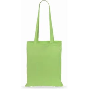 A green reusable tote bag with long handles and a simple, solid design.