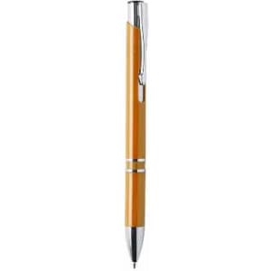 A ballpoint pen in bright orange with silver accents and a clip. The pen features a glossy finish.