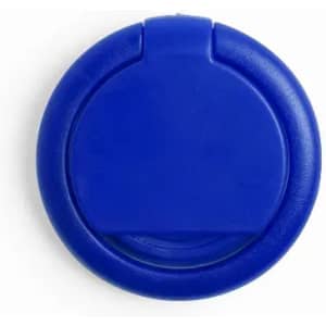 A drink bottle cap in vibrant blue, featuring a smooth, rounded design. The cap has a logo on it.