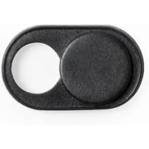 A black drink bottle lid featuring two separate openings and a textured design. It has a simple logo.