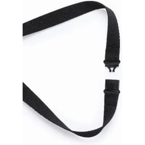 A black adjustable strap with clip fasteners, suitable for various uses.
