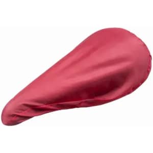 A bike seat cover in red fabric, featuring a smooth, contoured shape. It has a simple design with no visible logos.