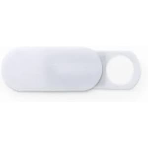 A white promotional product with a rounded design, featuring a circular cut-out and a smooth surface, includes branding.