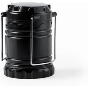 A drink bottle in a compact, cylindrical shape, featuring a black finish and a metal handle.