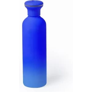 A drink bottle in a gradient of blue shades, featuring a smooth matte finish and a rounded top.