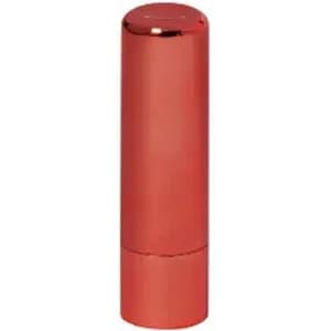 A drink bottle in a sleek red design with a cylindrical shape and a shiny finish. Includes a logo on the body.