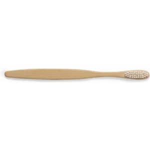 A wooden shoehorn with a smooth, elongated design and a textured grip at the end.