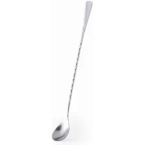 A long, sleek stainless steel spoon with a twisted handle, designed for stirring or serving.