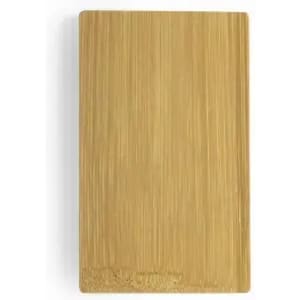 A bamboo cutting board with a smooth surface and a natural wood finish. It has a subtle texture and a rectangular shape.