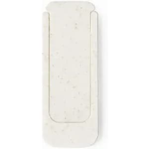 A white drink bottle made from a textured material, featuring a minimalist design and an integrated logo.