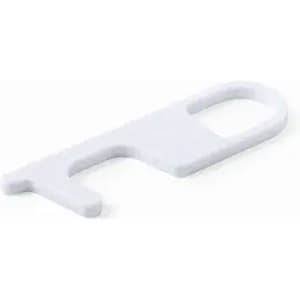 A drink bottle accessory in white, featuring a looped handle and a cut-out design.