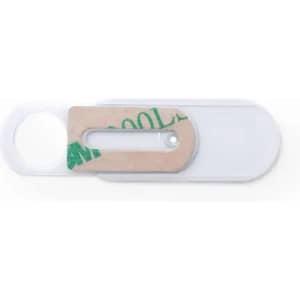 A product with a white plastic body and a metallic component, featuring a circular hole and a slot.