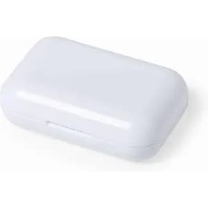 A white storage case with a smooth, glossy finish and a hinged lid.