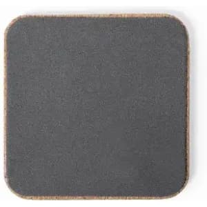 A square coaster in dark grey with a cork backing. Suitable for various drinkware.