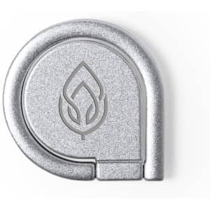 A silver drink bottle cap featuring a subtle logo and a smooth, curved design.