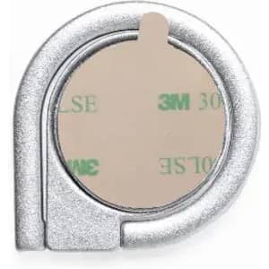 A round metallic mirror with a silver frame, featuring 3M adhesive backing for easy mounting.
