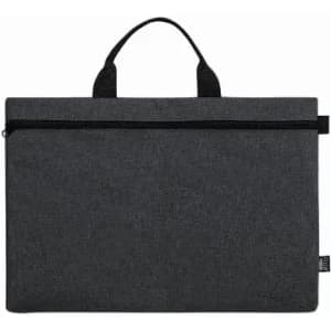 A dark grey laptop case with a zip closure and two top handles for easy carrying.