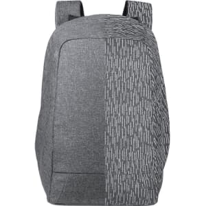 A backpack featuring a grey fabric design with a textured pattern on one side and a smooth finish on the other.