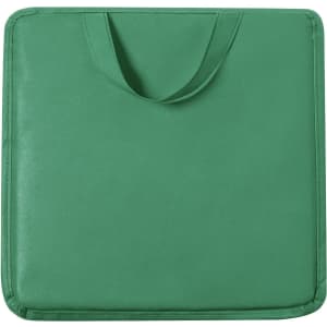 A green promotional product with a handle, featuring a simple, flat design.