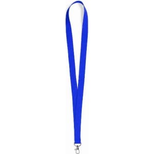 A blue lanyard with a clip at the end, suitable for holding ID cards or keys.