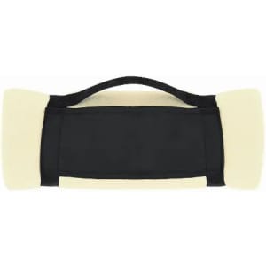 A black and cream drink bottle holder with a carrying handle. It features soft padding for comfort.