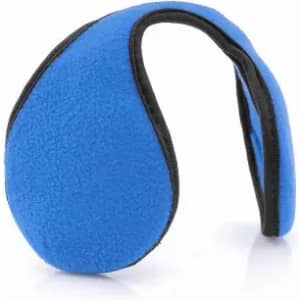 A blue ear warmer made of soft material, designed for comfort. It has a black trim and a simple design.