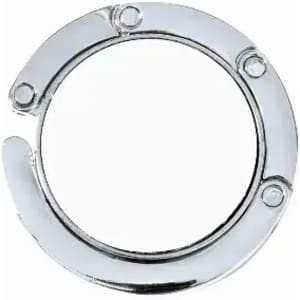 A shiny, chrome circular ring with a smooth surface and three evenly spaced holes for attachment.