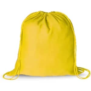 A yellow drawstring bag with two shoulder straps. Simple and spacious design suitable for various uses.