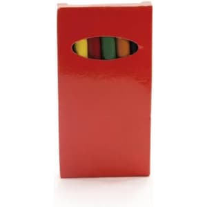 A red box containing coloured markers, visible through an oval cutout on the front. The box has a simple design.