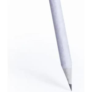 A pencil with a white body and a sharp graphite tip against a plain white background.