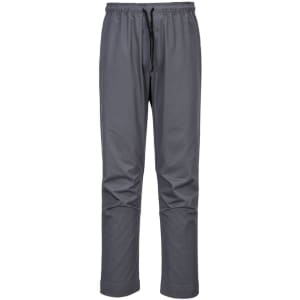 Grey MeshAir Pro Trousers with an elastic waistband and drawstring, featuring a logo on the side.