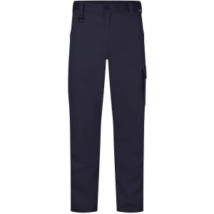 Lightweight drill pants in navy blue with a side pocket and a belt loop detail. The product features branding.
