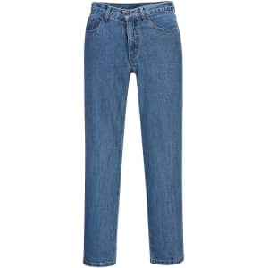 Denim pants in a light blue colour, featuring a straight-leg design and a waistband with a logo.