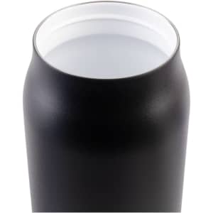 A drink bottle with a matte black exterior and a white interior, featuring a smooth, rounded design.