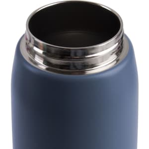 A drink bottle in navy blue with a stainless steel inner opening and a screw cap. It features a smooth, matte finish.