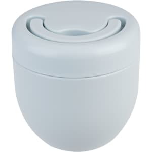 A vacuum food pod in light blue, featuring a smooth, rounded design and a lid with a circular opening.