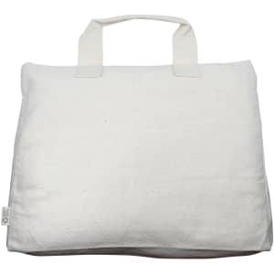 A white conference bag with sturdy handles, featuring a logo on the side. Measures 28cm x 37cm x 6cm.