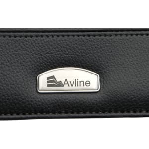 A black zip portfolio featuring a silver logo plate. The material has a textured finish.