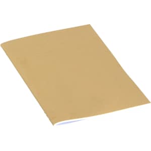 A kraft A5 notebook with ruled pages and a plain brown cover, featuring a logo on the front.