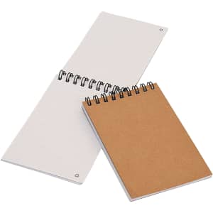Two pocket spiral notebooks in natural and white colours, one with lined pages and one with a plain cover.