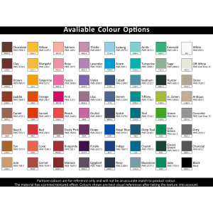 A colour swatch chart displaying various fabric options for the Acrobat INDENT Passport Wallet in multiple textures.