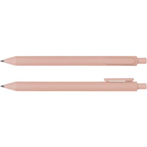 A set of two Virgo ballpoint pens in soft pink, featuring a sleek design and a clip for easy carrying.